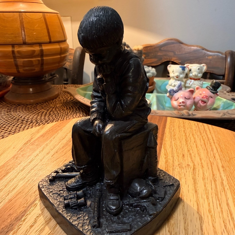 Genesis Fine Arts Cold Cast Bronze The Thinker Boy Sculpture
